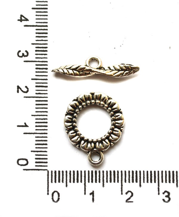 Тоггл "Цветок" серебристый