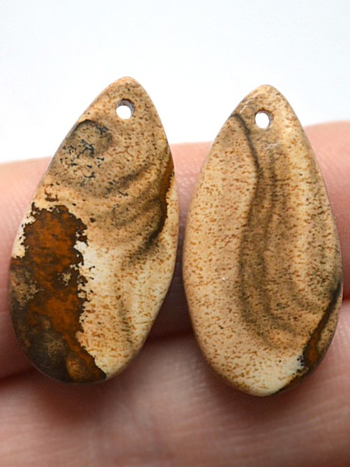 Пара подвесок из пейзажной яшмы №3