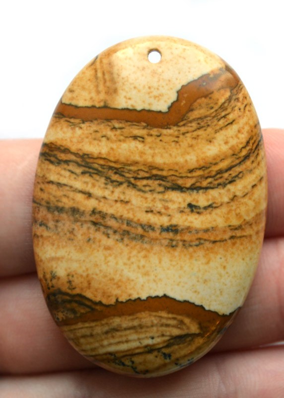 Кулон-кабошон из пейзажной яшмы №4