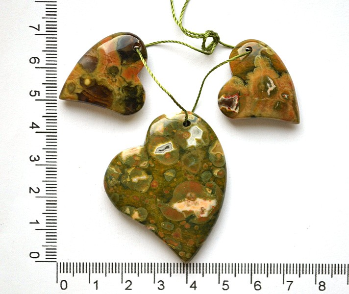 Набор бусин-кабошонов из риолита "Сердце2"