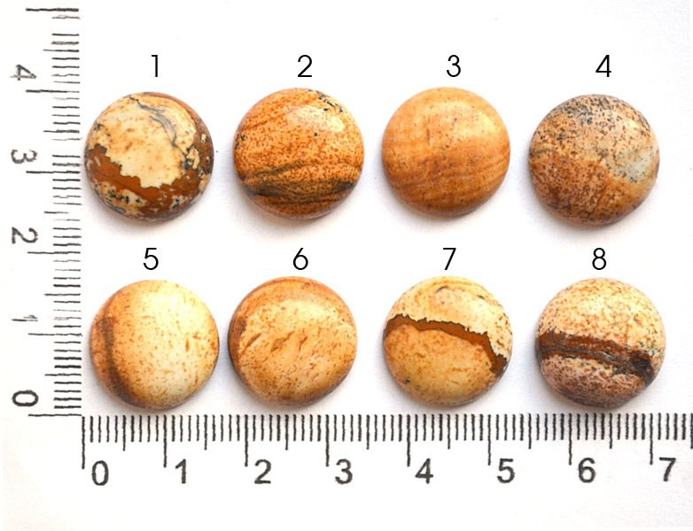 Кабошон из пейзажной яшмы, 15х5 мм