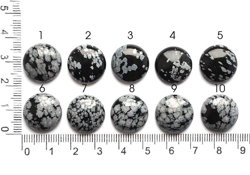 Кабошон из снежного обсидина, 16х5 мм