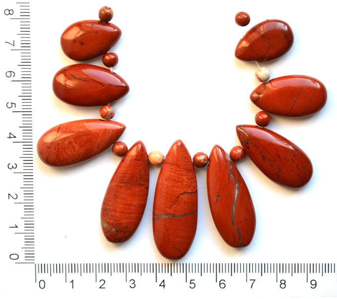 Набор бусин-кабошонов из красной яшмы (К)