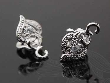 Бейл с фианитом №2, родиевое покрытие, Ю.Корея