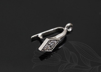 Бейл с фианитами, родиевое покрытие, Ю.Корея