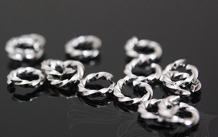 Колечки крученые, 5 мм, родиевое покрытие, Южная Корея