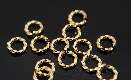 Колечки крученые, 5 мм, позолота, Южная Корея