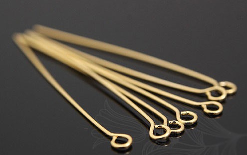 Пины 30 мм с петелькой, позолота, Южная Корея