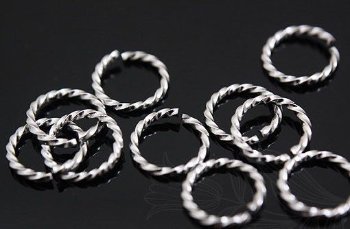 Колечки крученые, 7 мм, родиевое покрытие, Южная Корея