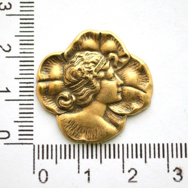 Кабошон-Штамп Девушка с Клевером Антик