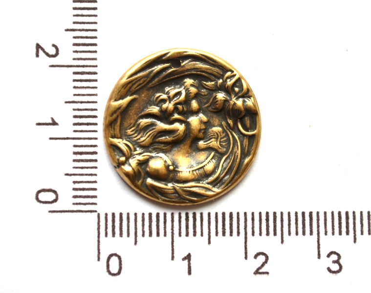 Подвеска-штамп Девушка с Ирисом Антик