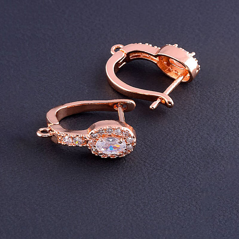 Швензы "Анна" с фианитами 15x14x7 мм (позолота 18К)