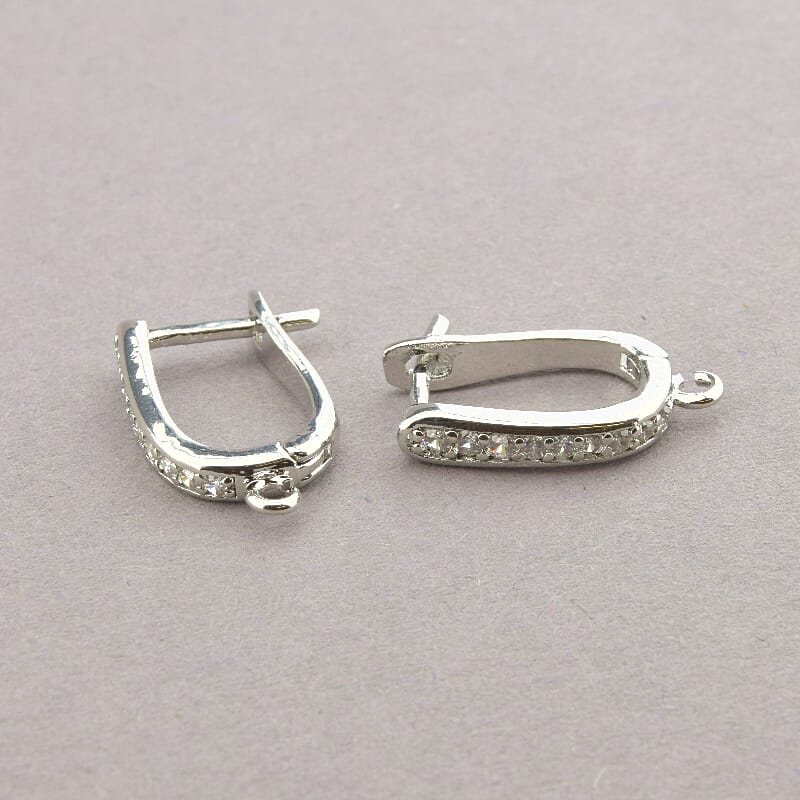 Швензы 15x3 мм с фианитами (родиевое покрытие)