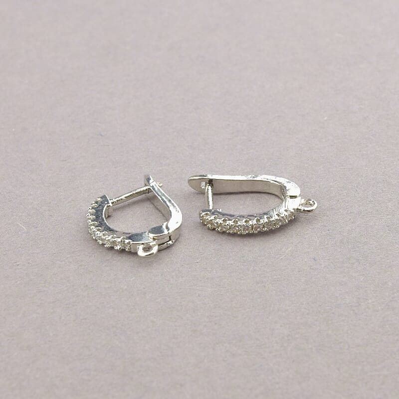 Швензы с фианитами 16x1 мм (родиевое покрытие)