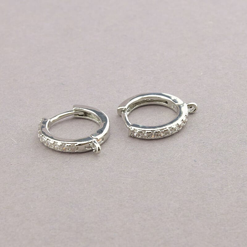 Швензы с фианитами 13x13x2 мм (родиевое покрытие)