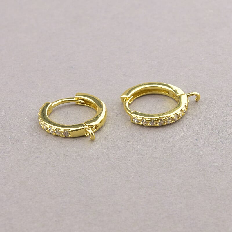 Швензы с фианитами 13x13x2 мм (лимонная позолота 18К)