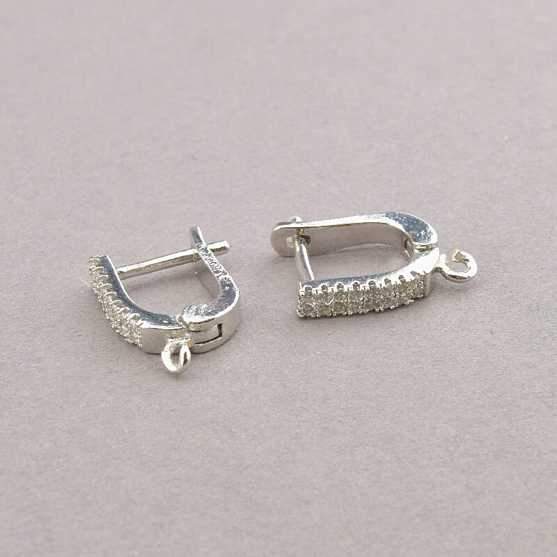 Швензы с фианитами 13x3 мм (родиевое покрытие)