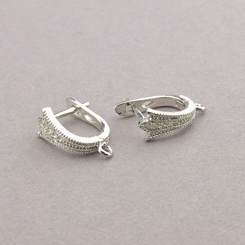 Швензы 16x5 мм с фианитами (родиевое покрытие)