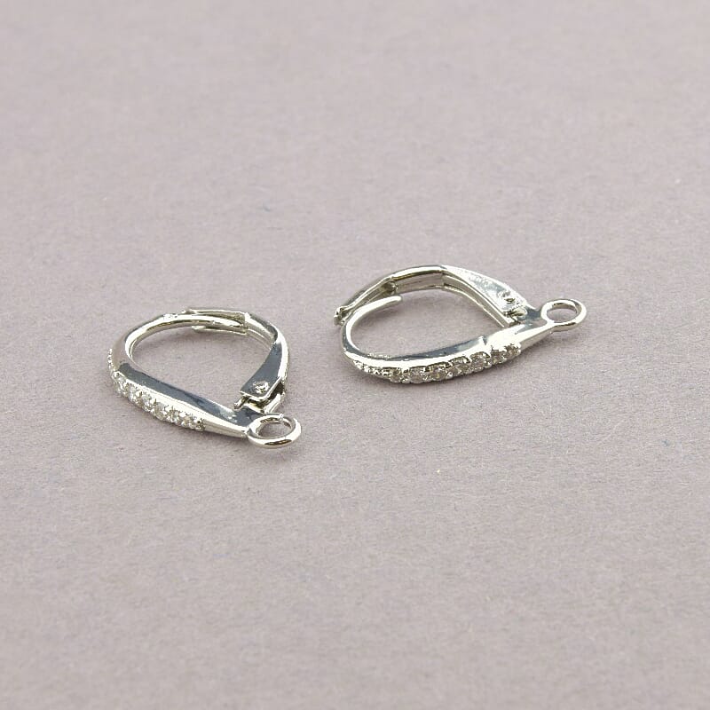 Швензы с фианитами 14x1 мм (родиевое покрытие)